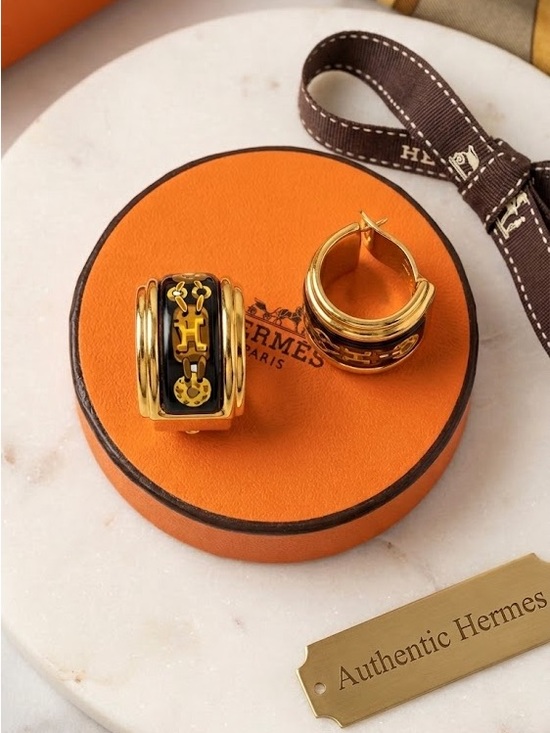 Hermes Jewelry - HERMES H CLOISONNÉ MOSIAC CLIP ON EARRINGS